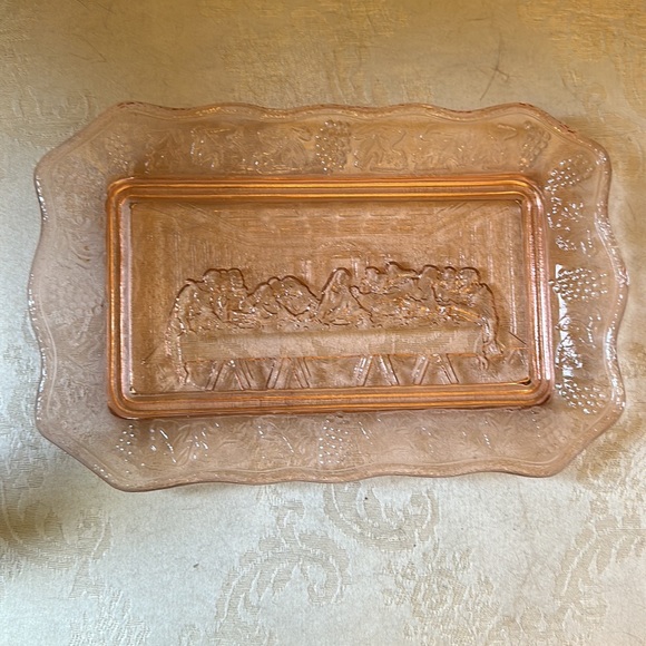 Indiana Glass vintage Tiara Last Supper bread plate, dish 1950s - Picture 6 of 11